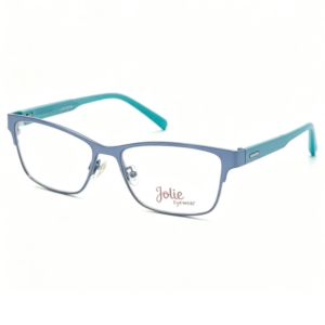 Óculos infantil Retangular Azul-Aço com Hastes Turquesa Jolie Eyewear