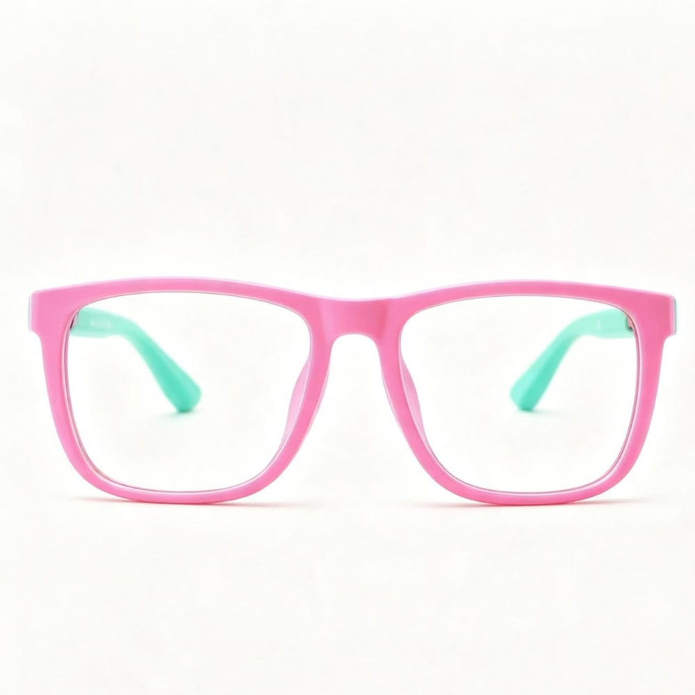 Óculos Infantil Rosa com Verde-Turquesa