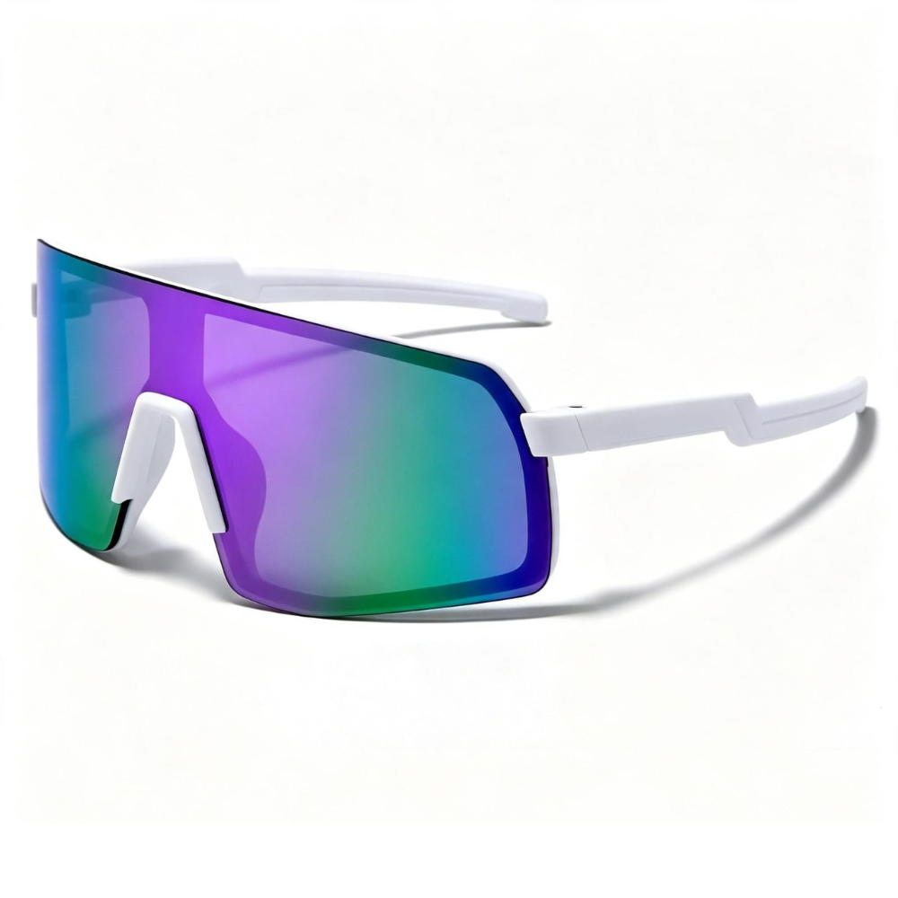 Óculos de Sol Esportivo Sem Aro Branco com Lente Espelhada Arco-Íris - Imagem 2