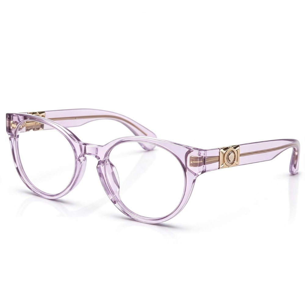 Óculos Infantil/Juvenil Oval Lilás e Rosa com Detalhes Dourados Versace - Imagem 2