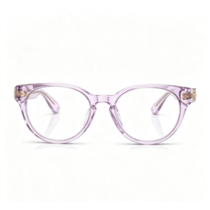 Óculos Infantil/Juvenil Oval Lilás e Rosa com Detalhes Dourados Versace