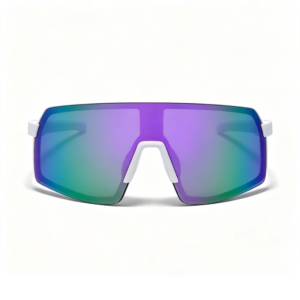 Óculos de Sol Esportivo Sem Aro Branco com Lente Espelhada Arco-Íris