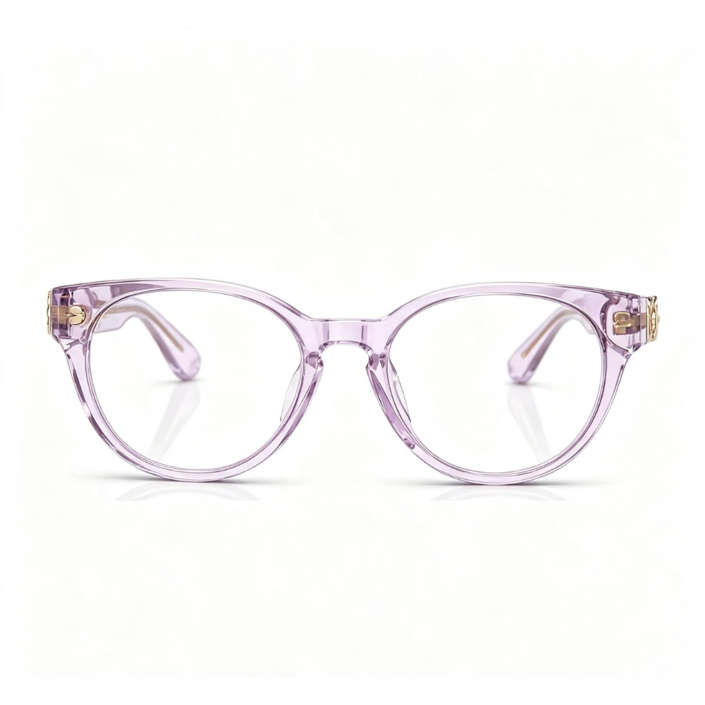 Óculos Infantil/Juvenil Oval Lilás e Rosa com Detalhes Dourados Versace