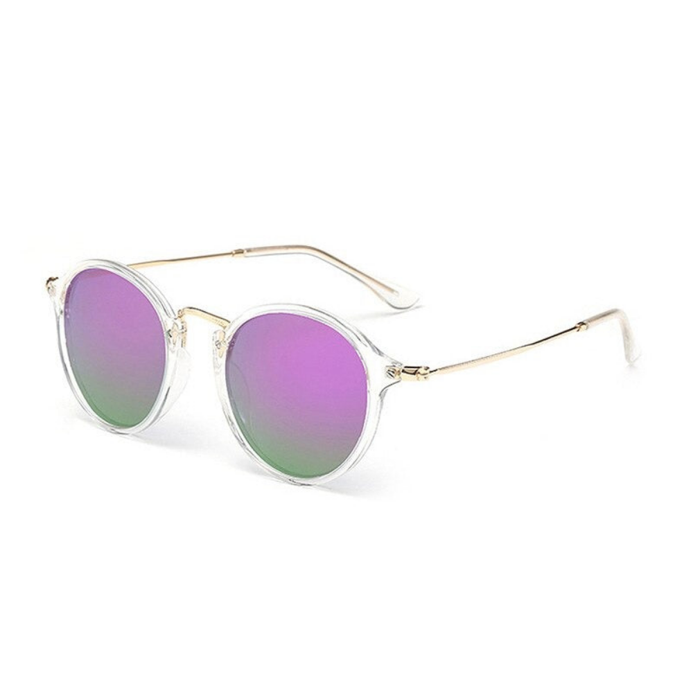 Óculos de Sol Redondo Transparente com Lentes Espelhadas Arco-Íris - Imagem 2