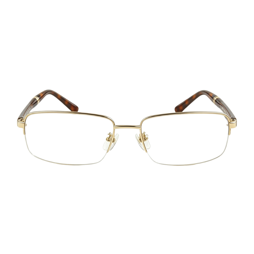 Óculos de Grau Retangular Semi-Aro Dourado